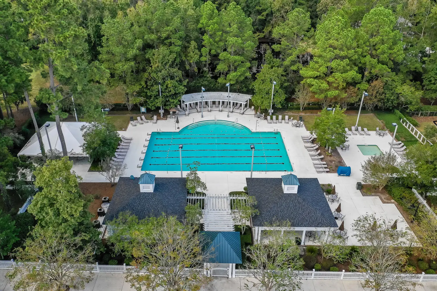 Overhead picture of Junior Olympic-Sized swimming pool at the Coosaw Creek Country Club in North Charleston, posted by Tim Harrelson who has a house for sale by owner.