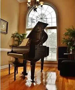 Picture of the piano room with beautiful, real hardwood floors in the house for sale by owner in the gated community of Coosaw Creek Country Club located at 4209 Wildwood Landing.